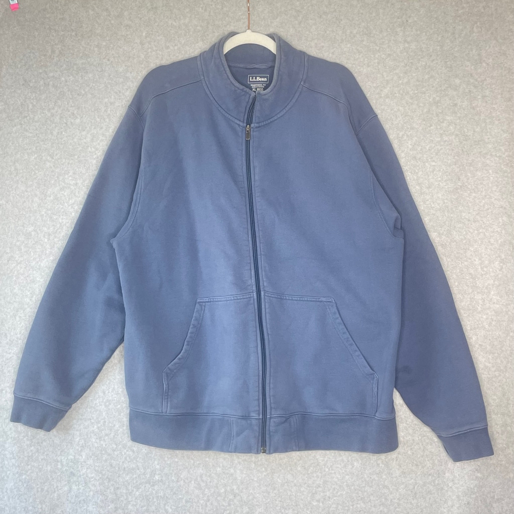 LL Bean Mens Blue Full Zip Sweatshirt Jacket XL